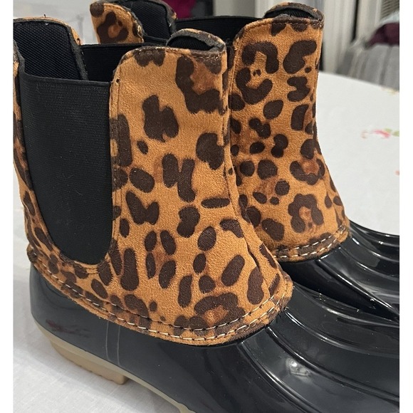 Leopard Duck Boots Rain Boots Women's Size 6 - Picture 3 of 5